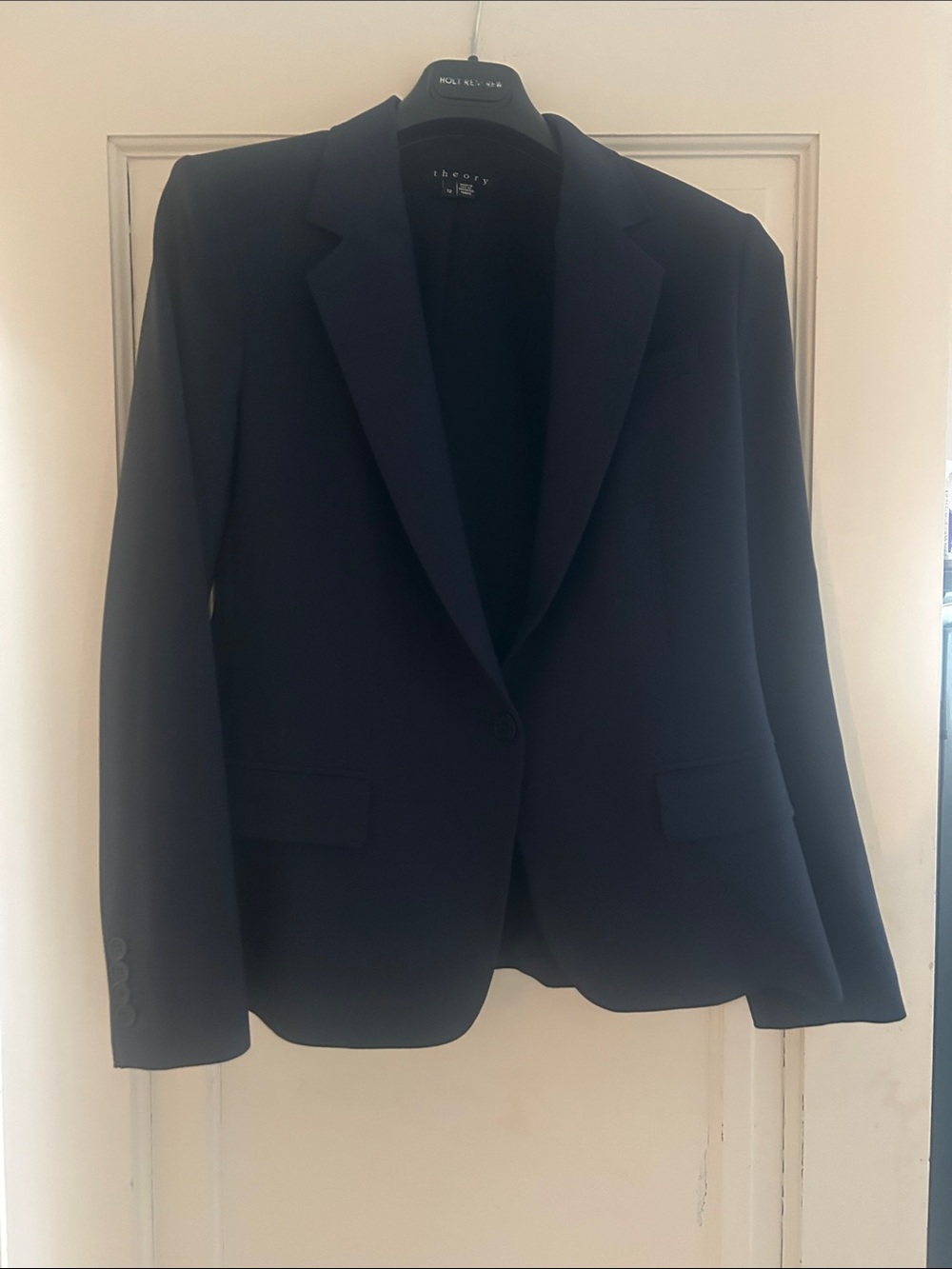Theory Navy Women's Blazer - Tailored Open Front